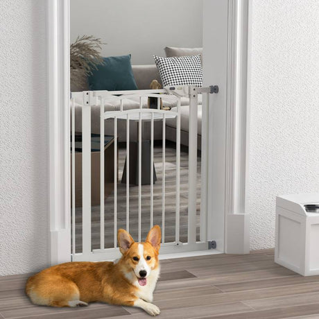 PawHut Pressure Fit Stair Gate, Dog Gate w/ Auto Closing Door, for Small, Medium Dog, Easy Installation, for 74-80cm Opening