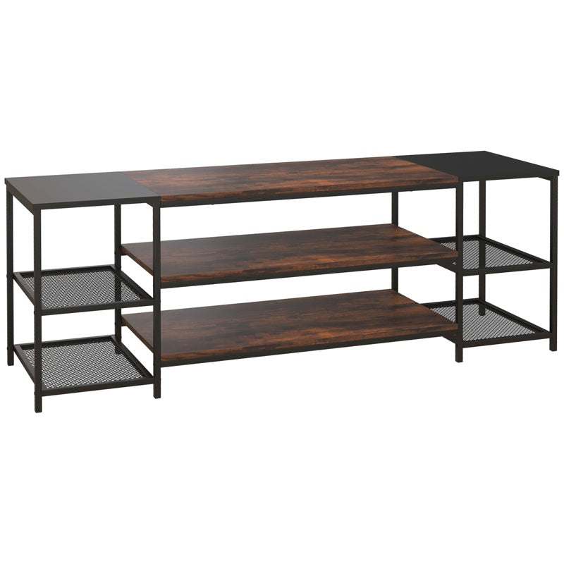 HOMCOM TV Unit Cabinet for TVs up to 60 Inches, Industrial TV Stand with Storage Shelves for Living Room, Brown and Black