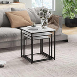 HOMCOM Three Nest of Tables, Marble Effect Finish