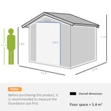 Outsunny 9 x 6ft Metal Garden Shed, House Hut Gardening Tool Storage with Ventilations, Sliding Door, Sloped Roof for Garden, Patio, Brown