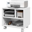 HOMCOM Three-Compartment Printer Cabinet, with Wheels - White