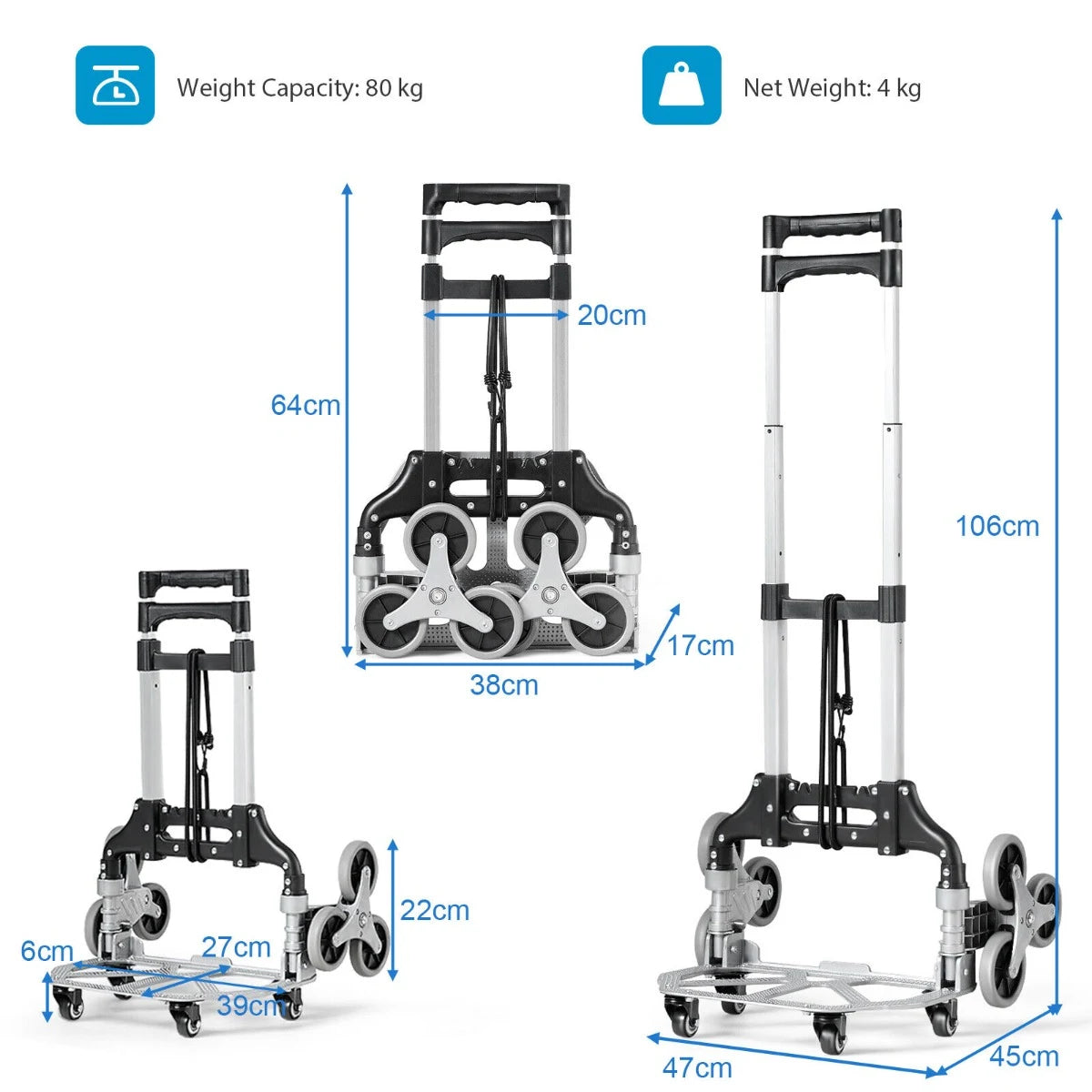 Outdoor Stair Climbing Cart with Elastic Rope