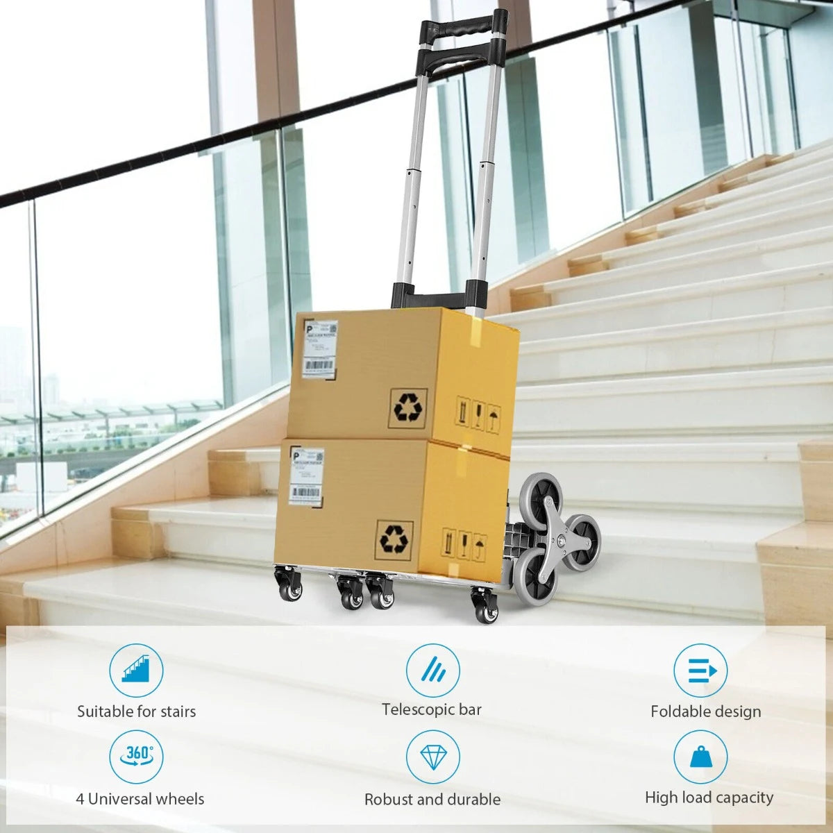 Outdoor Stair Climbing Cart with Elastic Rope