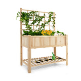 Costway Raised Garden Bed Elevated Wooden Planter Box with Trellis