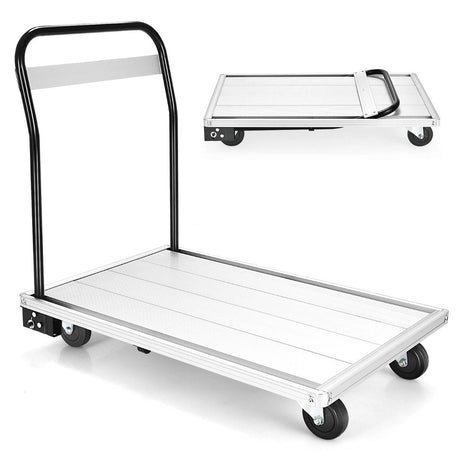 Folding Aluminum Alloy Platform Truck with 4 TPR Wheels & Handle