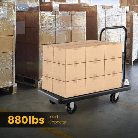 Folding Push Cart Dolly with Swivel Wheels and Non-Slip Loading Area-36 x 24 inches