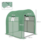 Outsunny Polytunnel Greenhouse Walk-in Grow House with UV-resistant PE Cover, Doors and Mesh Windows, 1.8 x 1.8 x 2m, Green