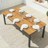 Outsunny Garden Dining Table for 6-8 Person, 180 x 86 cm Rectangular Outdoor Dining Table with Wood Slatted Top, Teak