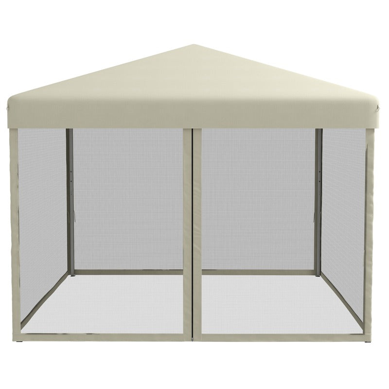 Outsunny 3 x 3(m) Pop Up Gazebo with 4 Mesh Sides and Carry Bag, Height Adjustable Party Canopy Tent, Portable Garden Outdoor