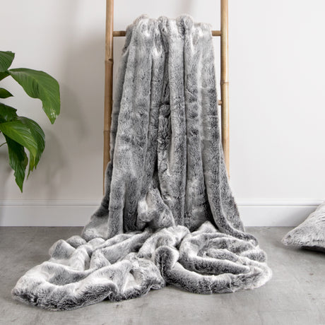 Luxury Faux Fur Throw Arctic Wolf - Grey