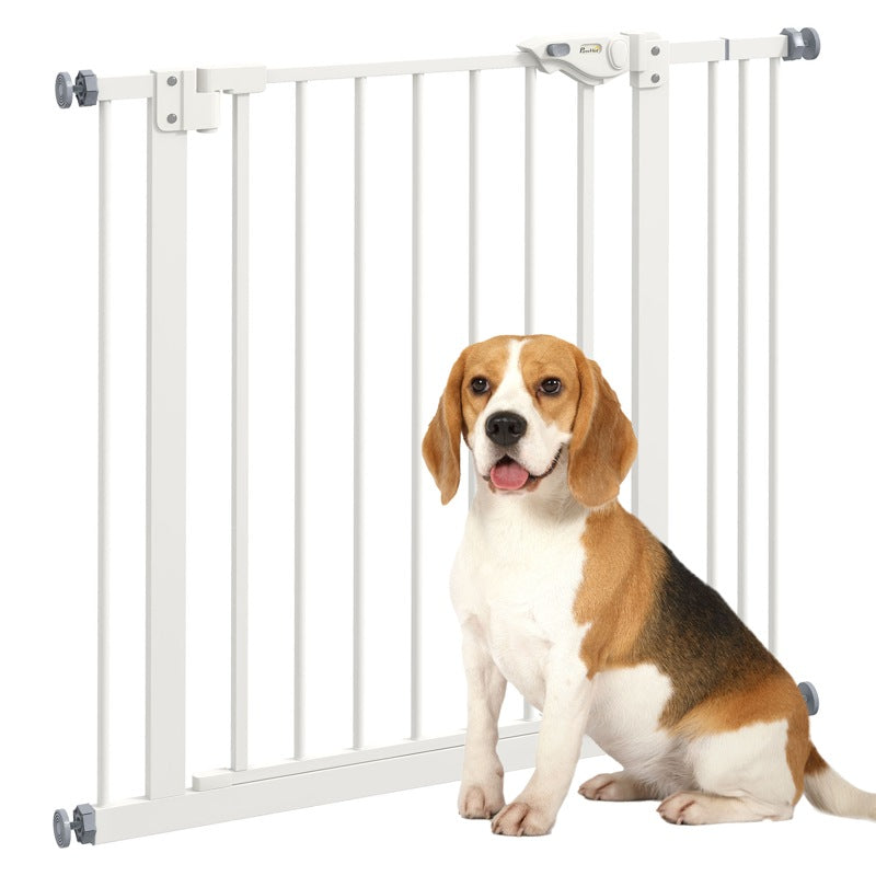 PawHut Metal 74-87cm Wide Adjustable Dog Gate White