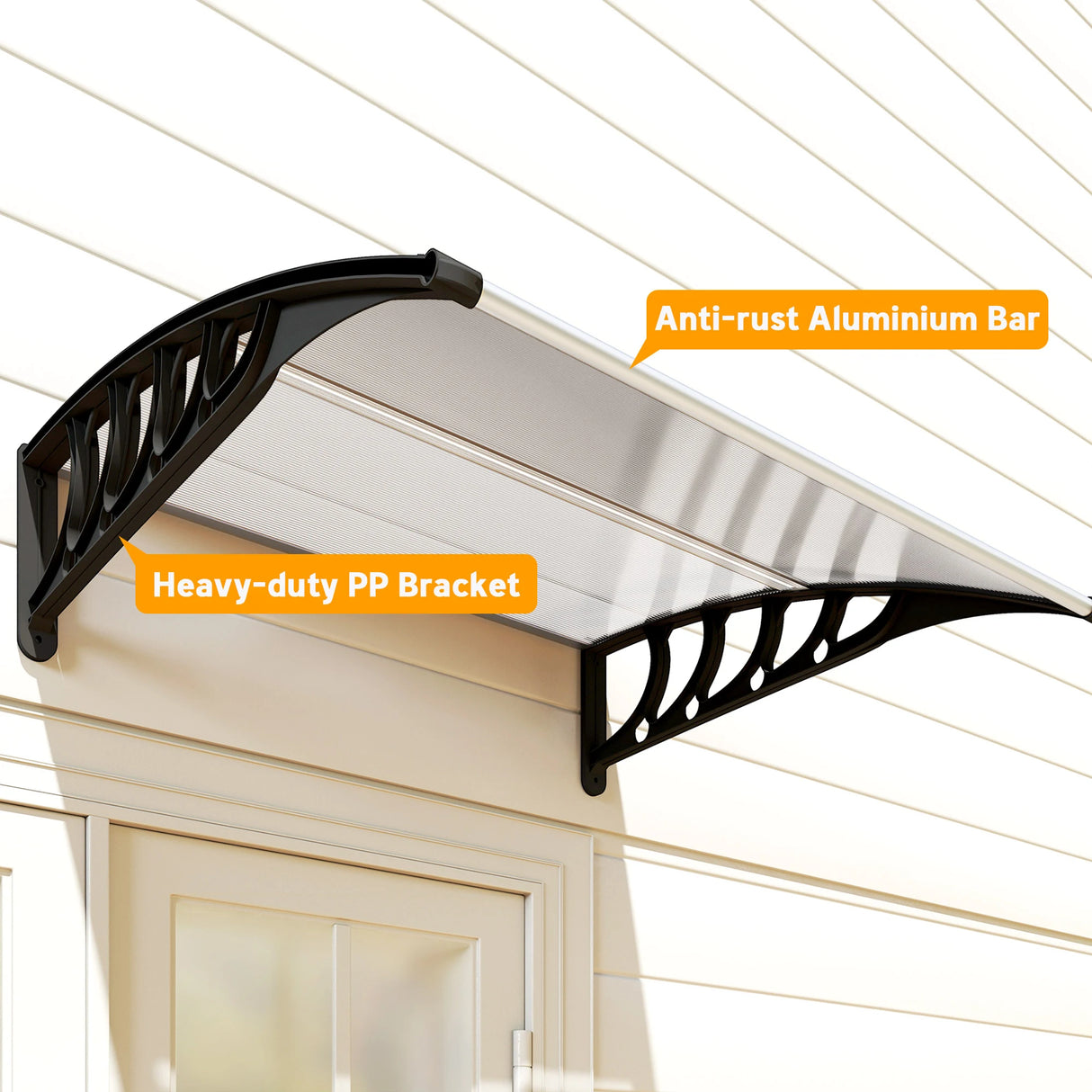 Outsunny Front Door Canopy, Outdoor Awning, Rain Shelter for Window, Porch and Front/Back Door, 103 x 96.5 cm, Clear