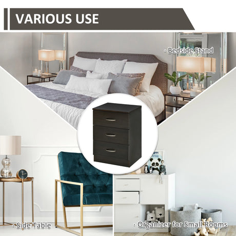 HOMCOM Bedside Cabinet with Drawer and Shelf, White Bedside Table for Bedroom, Living Room, Nightstand Side Table with Metal Rail Set of 2