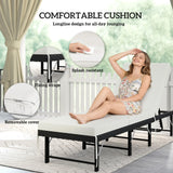 Outsunny Single Folding Rattan Sun Lounger, with Cushion - Black