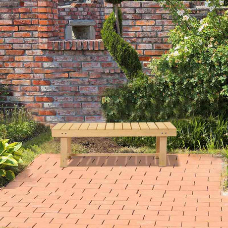 Outsunny 3 Pieces 2-seater Outdoor Indoor Wooden Garden Bench Fir Patio Loveseat, 110L x 38W x 35Hcm, Natural