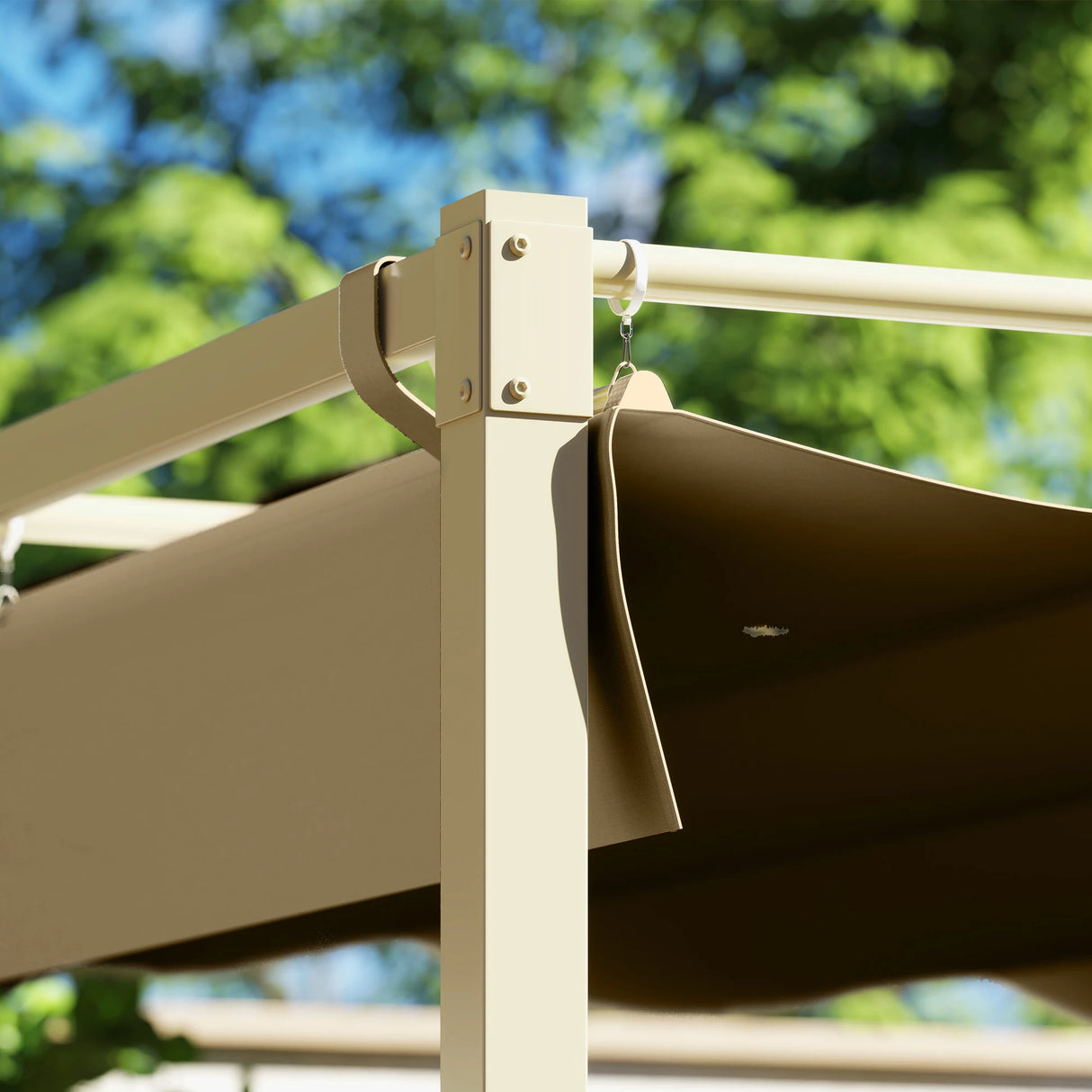 Outsunny 3 x 3m Retractable Roof Metal Pergola - Black