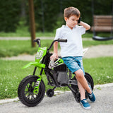 AIYAPLAY 12V Kids Electric Motorbike, Kids Electric Ride on motorcycle w/ Twist Grip Throttle, Training Wheels, Green
