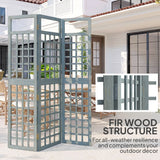 Outsunny 3-Panel Garden Privacy Screen, Freestanding Foldable Wooden Outdoor Divider/Trellis, Decorative Privacy Screen, Grey