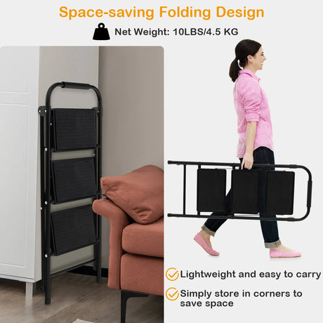 3 Step Ladder with Wide Anti-Slip Pedal for Household/Office/Garden