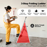 3-Step Ladder Aluminum Folding Step Stool with Non-Slip Pedal and Footpads-Sliver