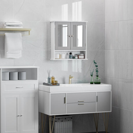 kleankin Bathroom Wall Storage Cabinet - Grey