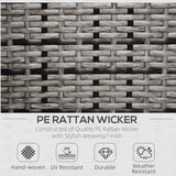 Outsunny Rattan Garden Armchair 10cm Cushion Outdoor Single Chair with Steel Frame, Grey