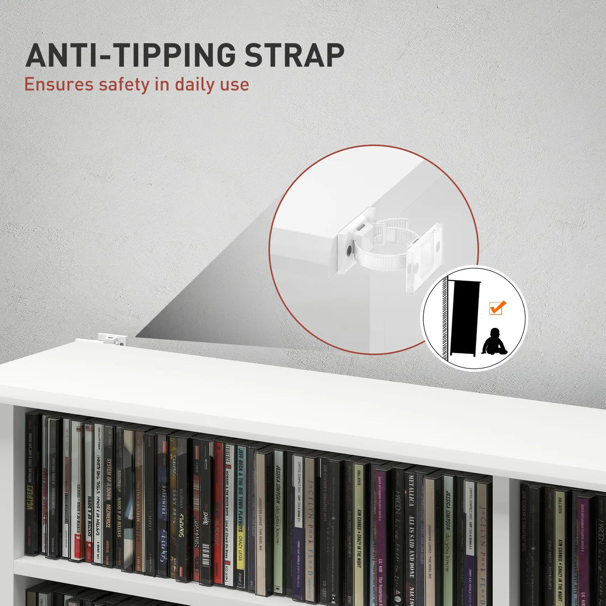 HOMCOM 16-Compartment Media Shelf- White