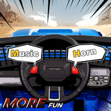 AIYAPLAY 12V Battery Powered Kids Ride-On Car, Electric Truck w/ Spring Suspension, Remote, Music, Horn, Lights, Blue