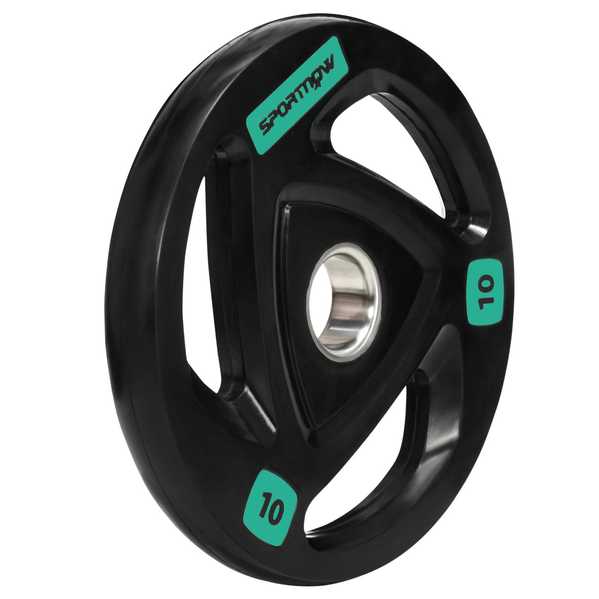 SPORTNOW Two 10kg Olympic Weight Plates, Tri-Grip Rubber-Coated Barbell Weights, with 5cm Holes, for Home, Gym, Office