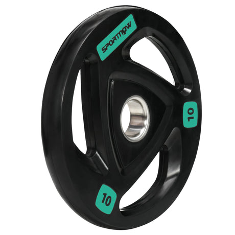 SPORTNOW Two 10kg Olympic Weight Plates, Tri-Grip Rubber-Coated Barbell Weights, with 5cm Holes, for Home, Gym, Office
