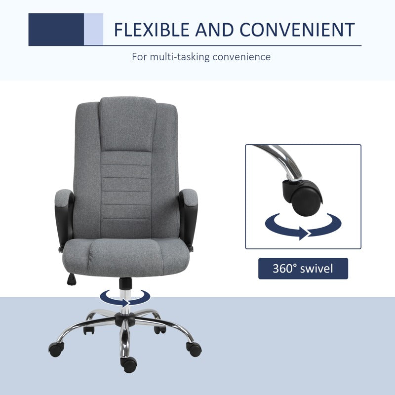 Vinsetto Linen-Look Swivel Office Chair - Dark Grey