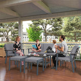 Outsunny Six-Piece Rattan Garden Sofa Set - Grey