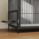 PawHut Large Dog Crate Furniture with Rotating Bowl Holder, 2 Bowls, 2 Doors, for Large Dogs, 100 x 60 x 88 cm, Grey