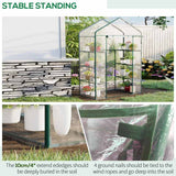 Outsunny Walk in Greenhouse with 4-Tier 8 Shelves, Green House with Hemmed Cover, Roll-up Zipped Door, Steel Frame, 143 x 73 x 195cm