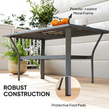 Outsunny Metal Garden Coffee Table, Rectangular Outdoor Side Table with Slatted Tabletop, Foot Pads for Outside, Garden, Balcony, Porch, 91.5 x 55 x 45cm, Dark Grey