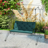 Outsunny 2 Seater Bench Pad, Garden Chair Cushion with Back and Ties for Indoor and Outdoor Use, 98 x 100 cm, Green