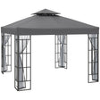 Outsunny 3 x 3(m) Patio Gazebo Canopy Garden Pavilion Tent Shelter with 2 Tier Roof and Mosquito Netting, Steel Frame, Grey