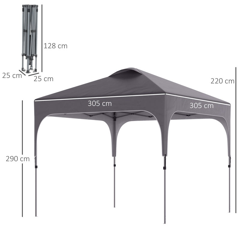 Outsunny 3 x 3(M) Pop Up Gazebo, UPF 50+ Foldable Canopy Tent with Wheeled Carrybag, 4 Leg Weight Bags, Height Adjustable Marquee Shelter 1 person easy setup for Outdoor Garden Patio Party, Dark Grey