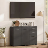 HOMCOM Sideboard, Modern Storage Cabinet with 2 Drawers, 3 Doors and Adjustable Shelves, Black