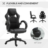 Vinsetto Office Chair Faux Leather Swivel Computer Desk Chair for Home Office with Wheels Armrests Black