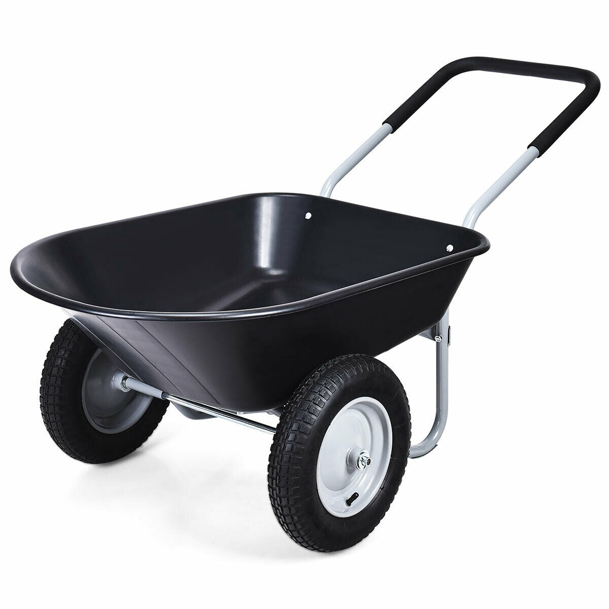 2 Tire Wheelbarrow Garden Dolly Utility Cart with14 inch Pneumatic Tires-Black
