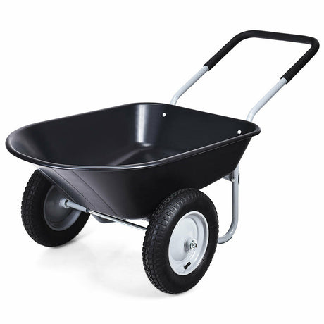 2 Tire Wheelbarrow Garden Dolly Utility Cart with14 inch Pneumatic Tires-Black