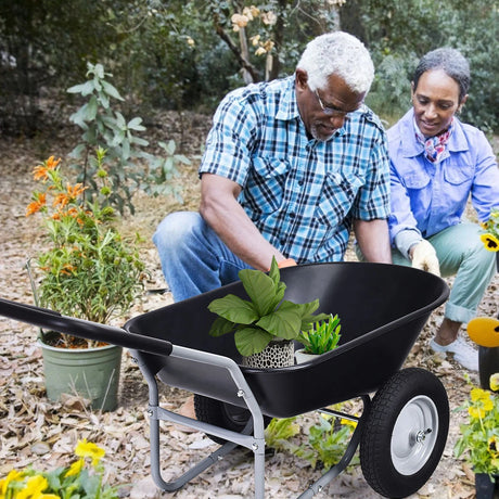 2 Tire Wheelbarrow Garden Dolly Utility Cart with14 inch Pneumatic Tires-Black