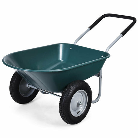 2 Tire Wheelbarrow Garden Dolly Utility Cart with14 inch Pneumatic Tires-Green