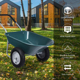2 Tire Wheelbarrow Garden Dolly Utility Cart with14 inch Pneumatic Tires-Green