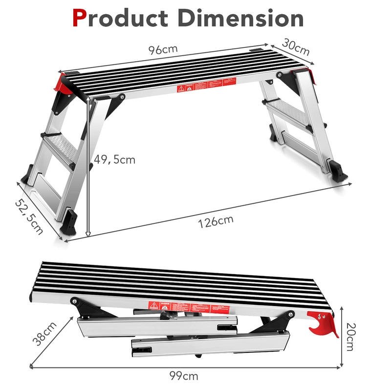 330 lbs Aluminum Folding Non-slip Drywall Step Stool Ladder