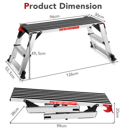 330 lbs Aluminum Folding Non-slip Drywall Step Stool Ladder