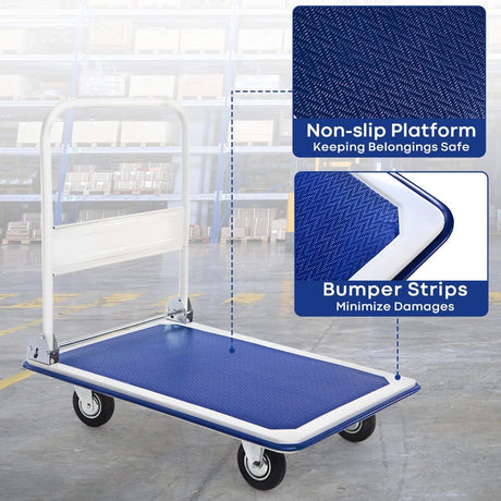 Folding Platform Truck with Swivel Wheels for Loading/Storage
