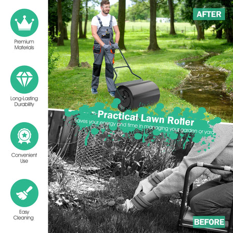 Lawn Roller with U-Shaped Handle for Garden Backyard