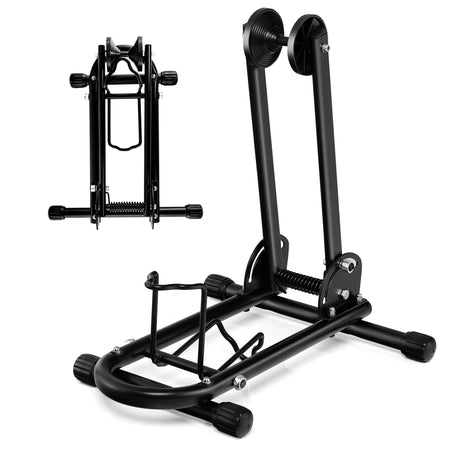 Foldable Bicycle Floor Parking Rack with non-slip foot pads for Garage